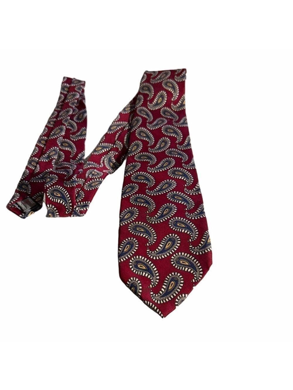 Robert Talbott for Mitchells Westport Silk Paisley Tie Burgundy USA Made 3.5”